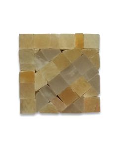 Renaissance Honey Onyx 2x2 Marble Mosaic Border Corner Tile Polished