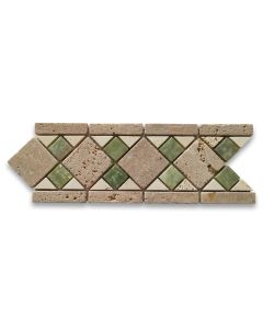 Venice Green 4x11.1 Marble Mosaic Border Listello Tile Tumbled
