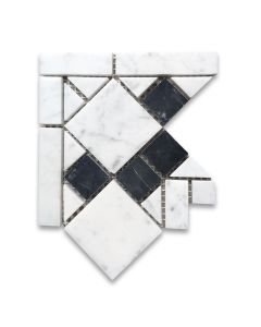 Venice Monochrome 4.8x4.8 Marble Mosaic Border Corner Tile Polished