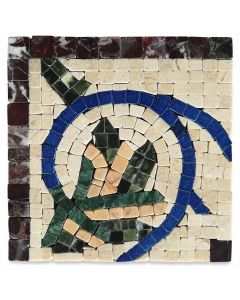 Lotus Leaf Blue 5.9x5.9 Marble Mosaic Border Corner Tile Polished