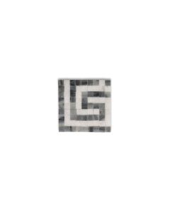 Greek Key Carrara White Bardiglio Gray 3.5x3.5 Marble Mosaic Border Corner Tile Honed