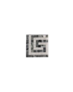 Greek Key Carrara White Bardiglio Gray 3.5x3.5 Marble Mosaic Border Corner Tile Polished