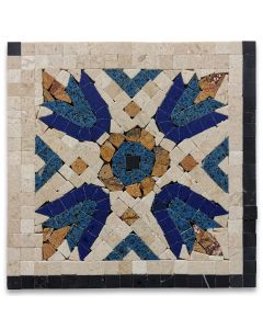 Royal Sapphire 7.1x7.1 Marble Mosaic Border Corner Tile Polished