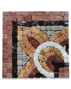 Moonstone Champagne 5.3x5.3 Marble Mosaic Border Corner Tile Tumbled