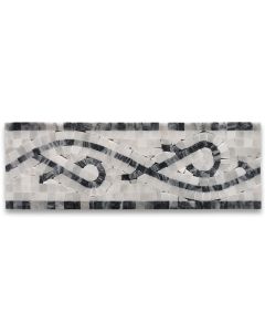 Stretch Bardiglio 4x12 Marble Mosaic Border Listello Tile Polished