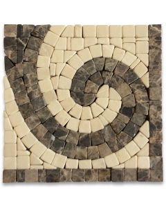 Surf Emperador 4.75x4.75 Marble Mosaic Border Corner Tile Tumbled