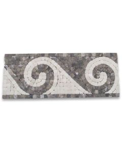 Surf Emperador 4.75x12 Marble Mosaic Border Listello Tile Tumbled