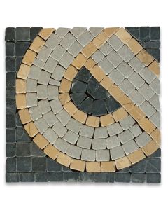 Wave Nero 4x4 Marble Mosaic Border Corner Tile Tumbled