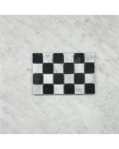 Carrara White Nero Marquina Black Marble 1x1 Checkerboard Mosaic Tile Honed