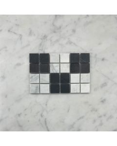 Carrara White Nero Marquina Black Marble 1x1 Grid Mosaic Tile Honed