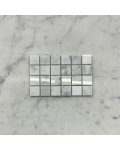 (Sample) Carrara White Marble 1x1 Square Mosaic Tile Polished