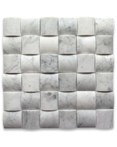 Carrara White Marble 3D Cambered 2x2 Curved Arched Mosaic Tile Honed
