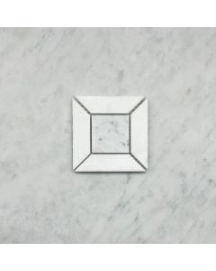 Carrara White Marble 2 inch Square Doheny Mosaic Tile w/ Thassos White Honed