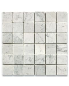 Carrara White 2x2 Square Mosaic Tile Tumbled