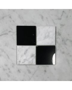 Carrara White Nero Marquina Black Marble 3x3 Checkerboard Mosaic Tile Polished