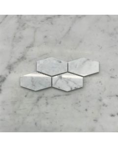 (Sample) Carrara White Marble 1-1/4x3 Elongated Hexagon Mosaic Tile Polished
