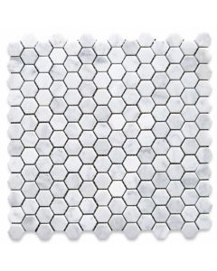 Carrara White Marble Marble 1 inch Hexagon Mosaic Tile Honed