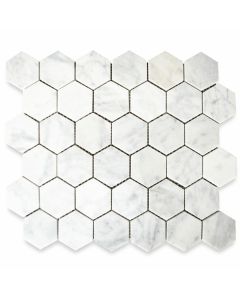 Carrara White Marble 2 inch Hexagon Mosaic Tile Honed