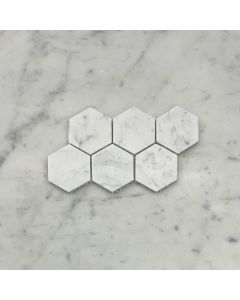 Carrara White 2 inch Hexagon Mosaic Tile Honed