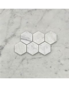 Carrara White 2 inch Hexagon Mosaic Tile Tumbled