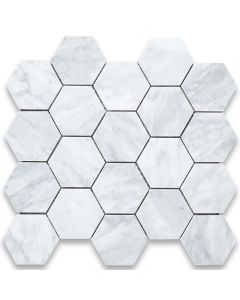 Carrara White Marble 3 inch Hexagon Mosaic Tile Honed