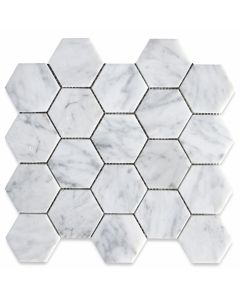 Carrara White Marble 3 inch Hexagon Mosaic Tile Polished
