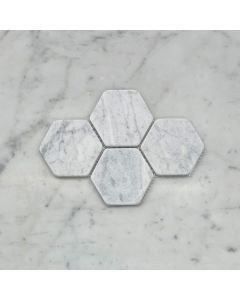 (Sample) Carrara White Marble 3 inch Hexagon Mosaic Tile Tumbled