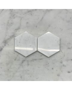 (Sample) Carrara White Marble 4 inch Hexagon Mosaic Tile Polished
