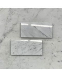 (Sample) Carrara White 6"x12" Subway Tile Polished - Marble from Italy