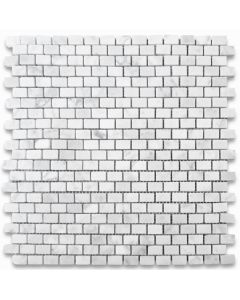 Carrara White 5/8x3/4 Mini Brick Mosaic Tile Honed
