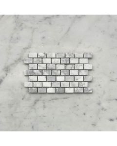Carrara White 5/8x3/4 Mini Brick Mosaic Tile Honed