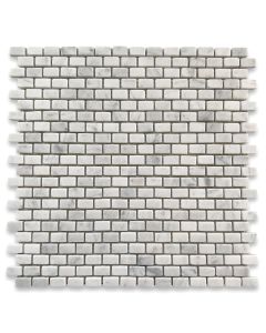Carrara White 5/8x3/4 Mini Brick Mosaic Tile Tumbled