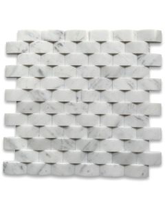 Carrara White Marble 3D Cambered 1x2 Brick Arched Mosaic Tile Honed