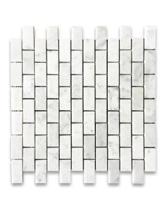Carrara White 1x2 Medium Brick Mosaic Tile Honed