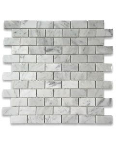 Carrara White Marble 1x2 Medium Brick Mosaic Tile Polished