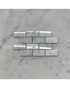 Carrara White 1x2 Medium Brick Mosaic Tile Polished