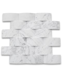 Carrara White 3D Cambered 2x4 Subway Curved Arched Mosaic Tile Honed