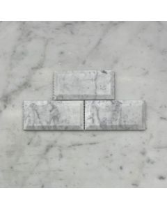 Carrara White Marble 2x4 Subway Mosaic Tile Beveled Raised Angled Honed