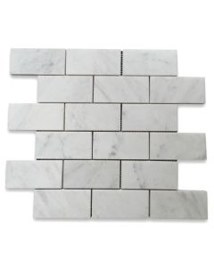 Carrara White 2x4 Grand Brick Subway Mosaic Tile Honed