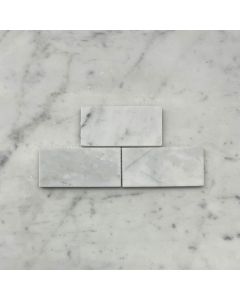 (Sample) Carrara White 2"x4" Grand Brick Subway Mosaic Tile Honed - Marble from Italy