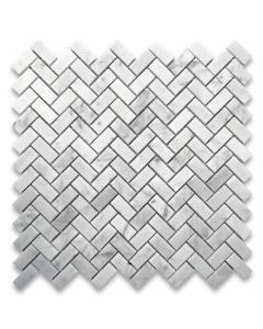 Carrara White 5/8x1-1/4 Herringbone Mosaic Tile Honed