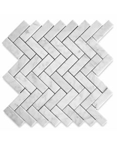 Carrara White 1x3 Herringbone Mosaic Tile Honed