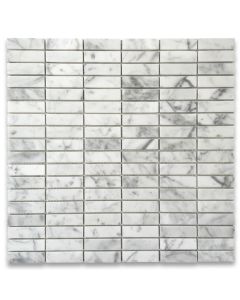 Carrara White 5/8x2 Rectangular Stacked Mosaic Tile Polished