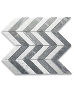 Carrara White & Bardiglio Gray 1x3 Chevron Mosaic Tile Honed
