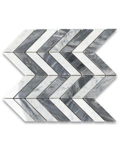 Carrara White & Bardiglio Gray 1x3 Chevron Mosaic Tile Polished