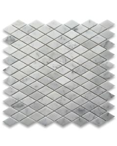 Carrara White 1x1-7/8 Rhomboid Diamond Mosaic Tile Honed