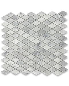 Carrara White 1x1-7/8 Rhomboid Diamond Mosaic Tile Tumbled