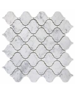 Carrara White Medium Lantern Shaped Arabesque Baroque Mosaic Tile Polished