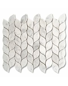 Carrara White Marble Leaf Shape Mini Mosaic Tile Honed