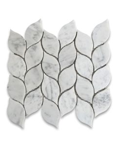 Carrara White Marble Leaf Shape Medi Mosaic Tile Honed